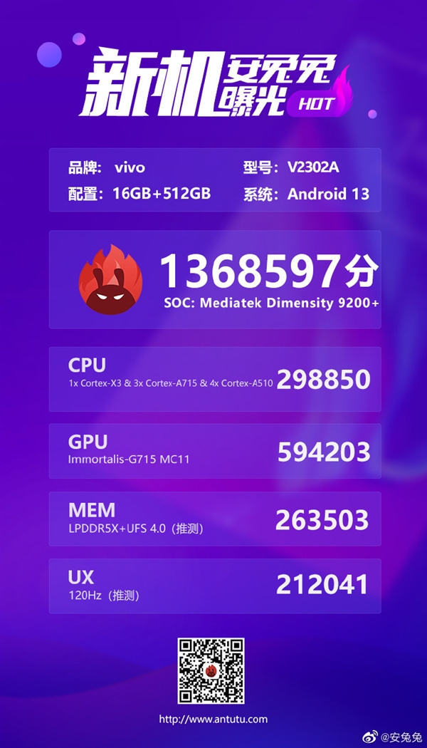 联发科官宣天玑9200 将于5月10日发布 安兔兔跑分超136万 稳占安卓性能第一