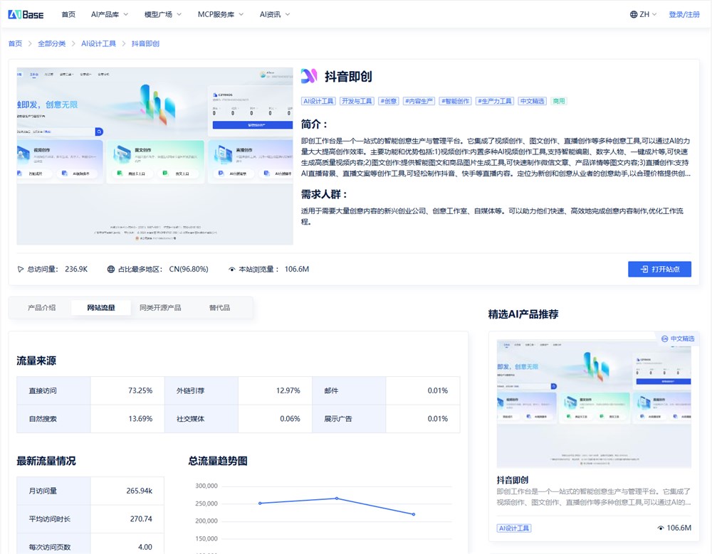 AIBase.com产品展示案例界面演示