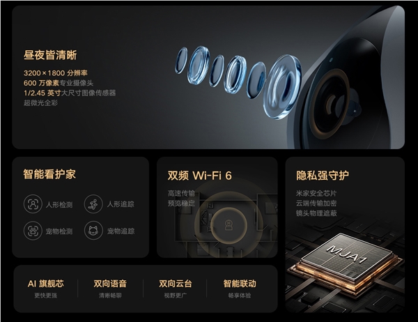  199 元 小米智能摄像机4C 3.5K发布：史上首次 600 万像素 镜头自动物理遮蔽