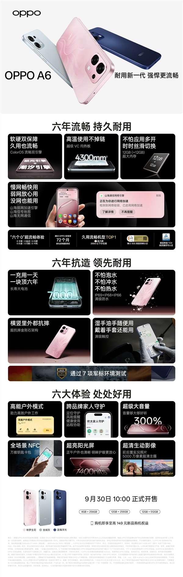 OPPO A6开售：售价1599元起 搭载7000mAh六年长寿电池