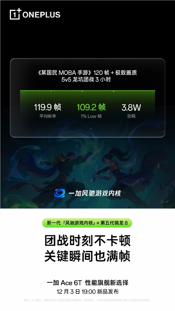 第五代骁龙8性能开挂！一加Ace 6T游戏实测：《王者荣耀》3小时帧率稳成一条直线