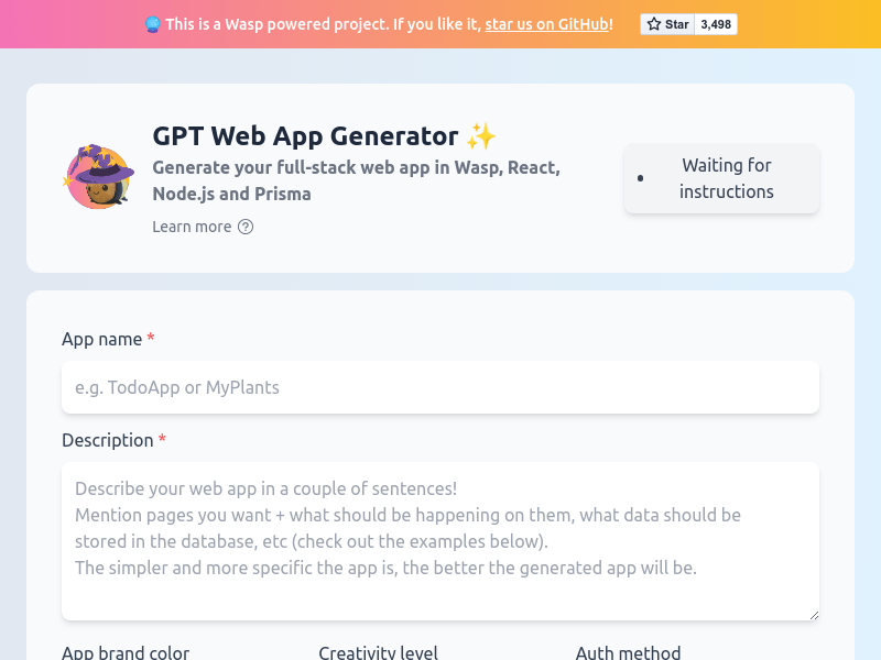 GPT Web App Generator