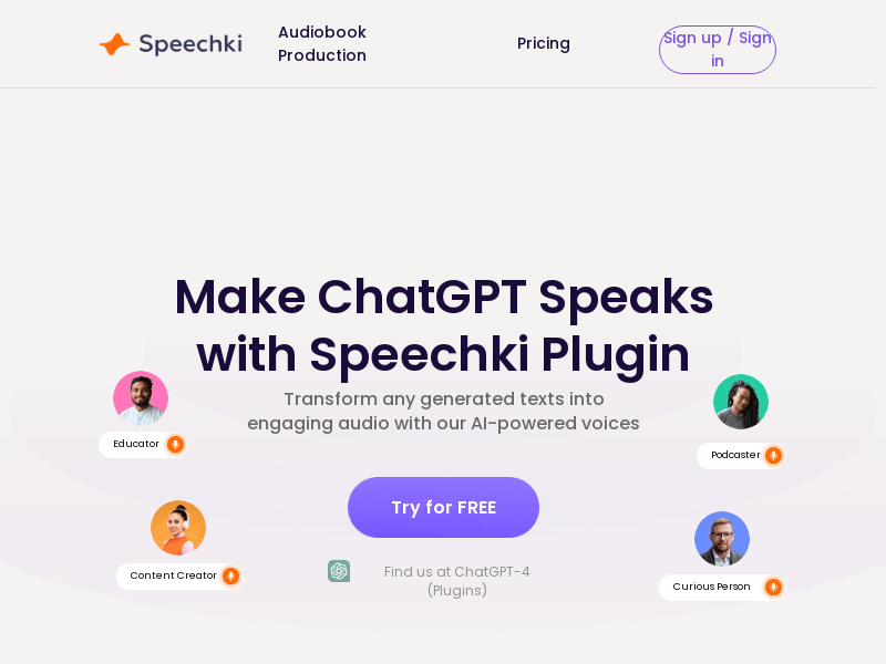 Speechki ChatGPT Plugin: anything audio