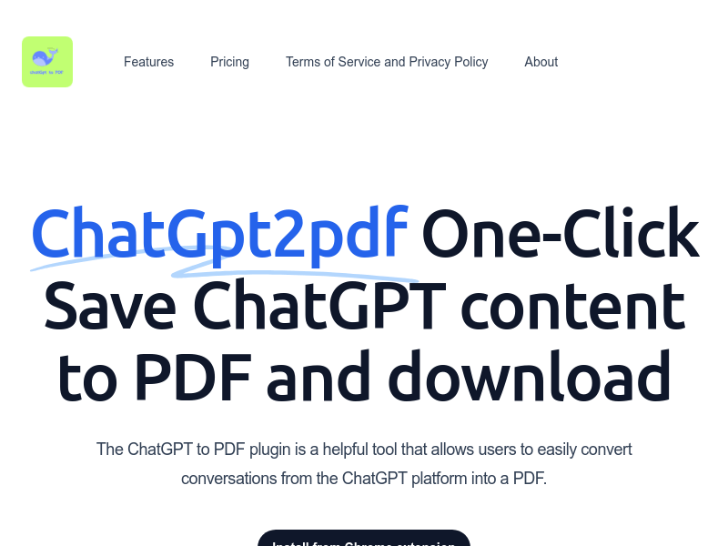 chatGpt to pdf of chrome plugin