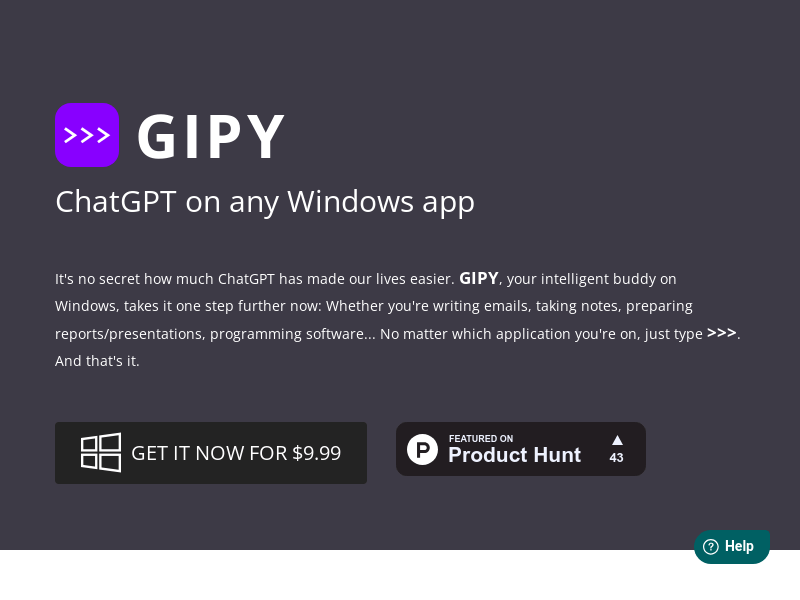 GIPY-Plugin para desktop que permite usar o ChatGPT no Windows