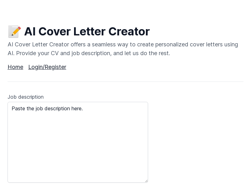 AI Cover Letter Creator : 使用AI生成个性化求职信