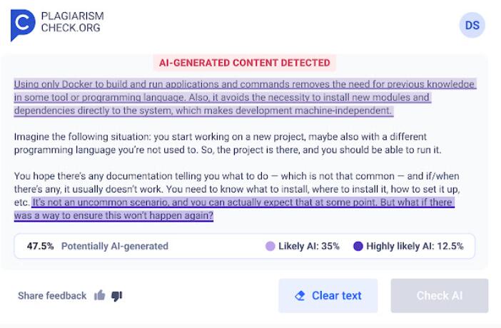 Trace GPT AI Detector by PlagiarismCheck.org