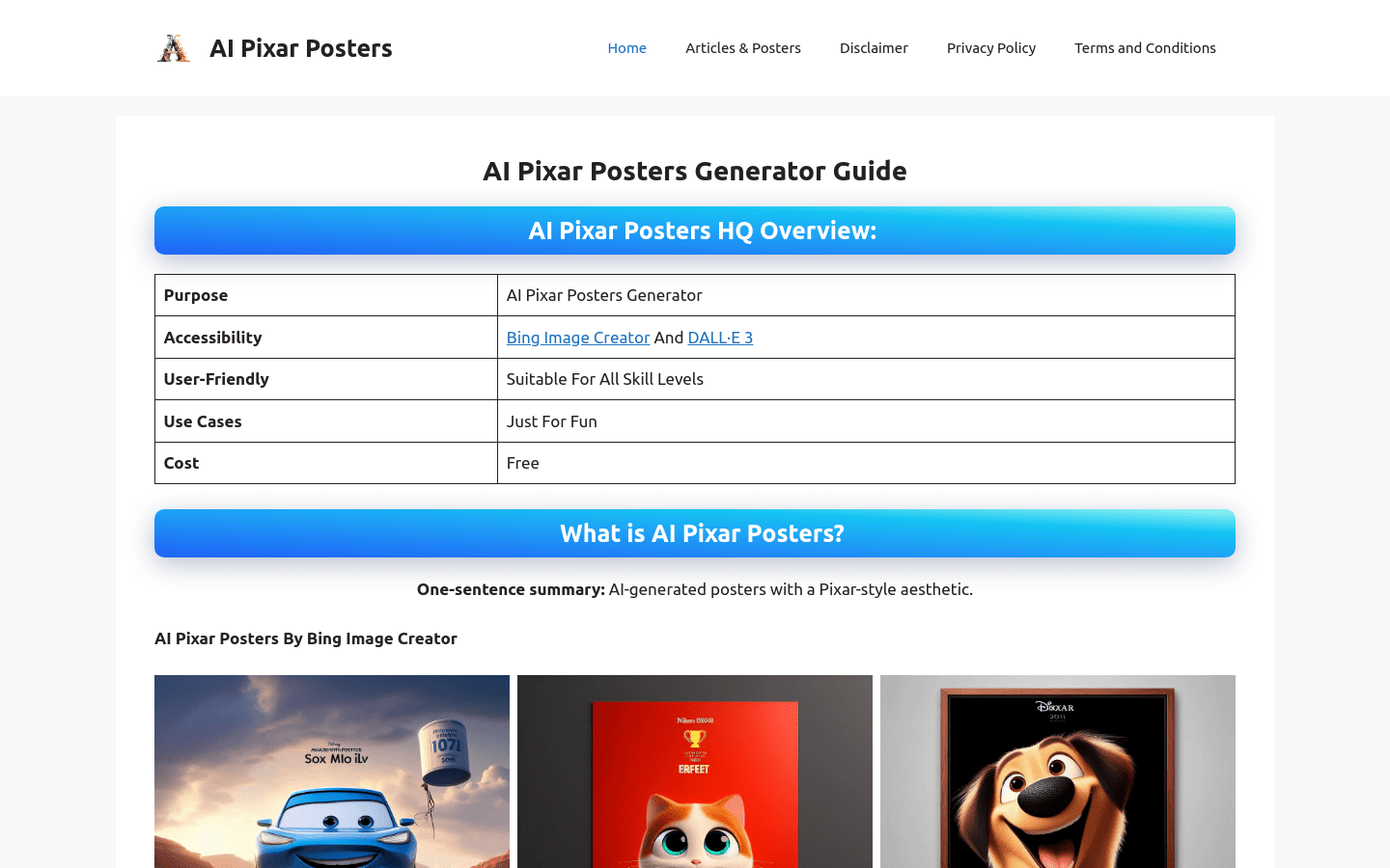 AI Pixar Posters