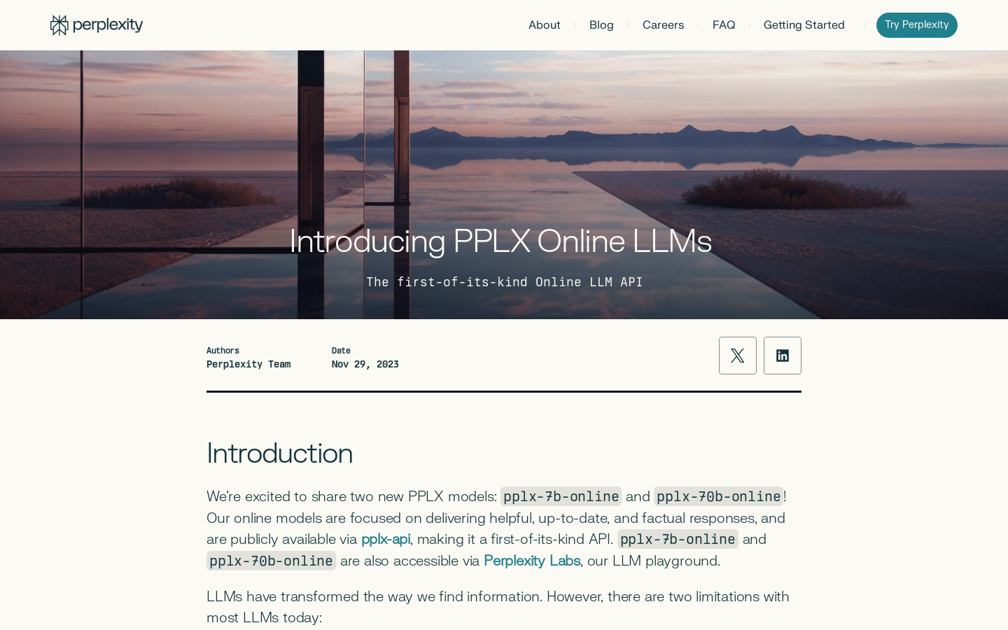 PPLX Online LLMs