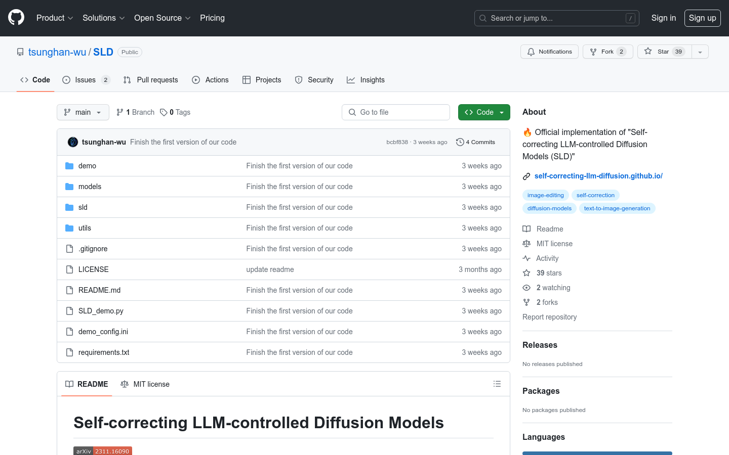 SLD (Self-correcting LLM-controlled Diffusion Models)