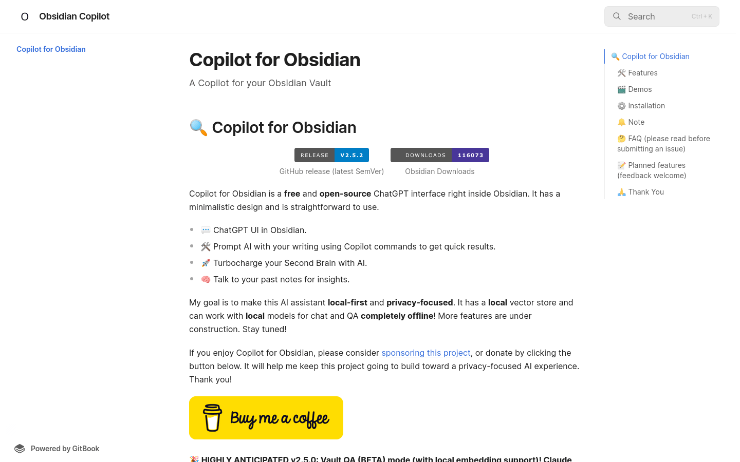 Copilot for Obsidian