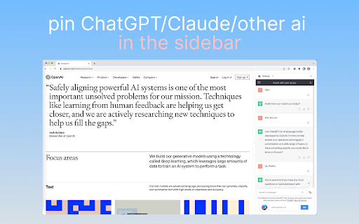 Sidebar Tab - Pin Chat GPT-4, Gemini, & Claude to Sidebar