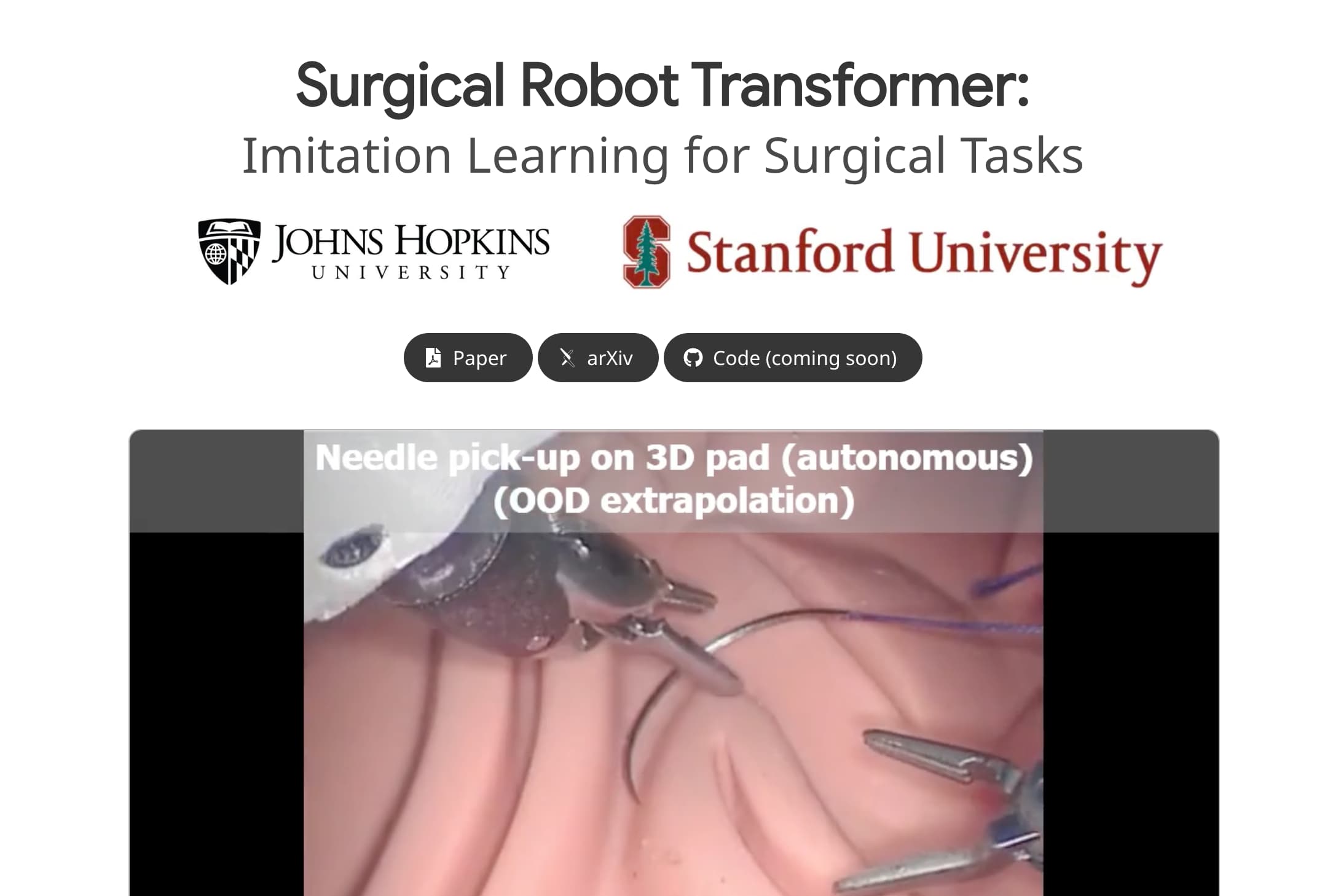 Surgical Robot Transformer