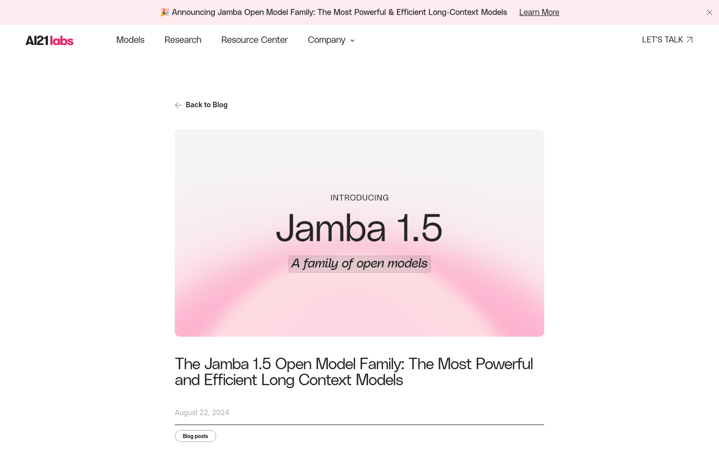 Jamba 1.5 Open Model Family