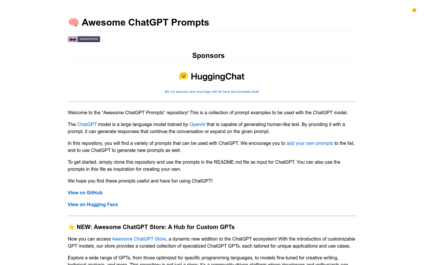 Awesome ChatGPT Prompts