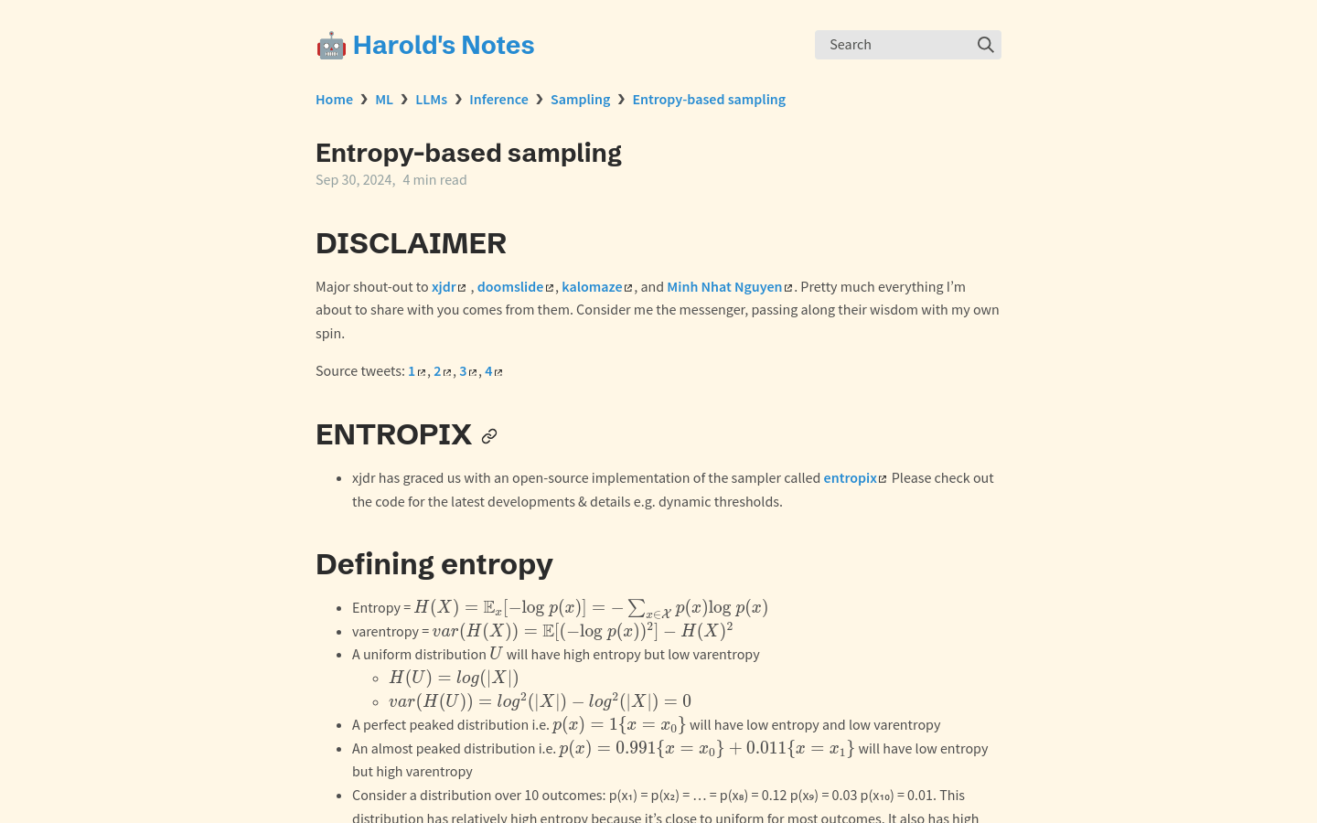 Entropy-based sampling