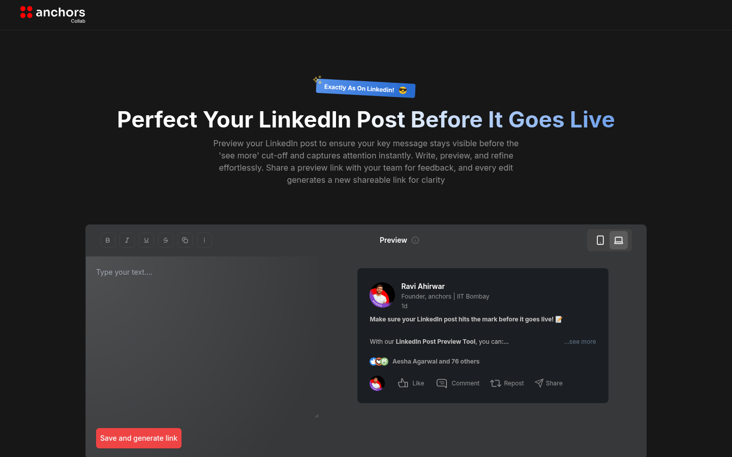 LinkedIn Post Preview Generator