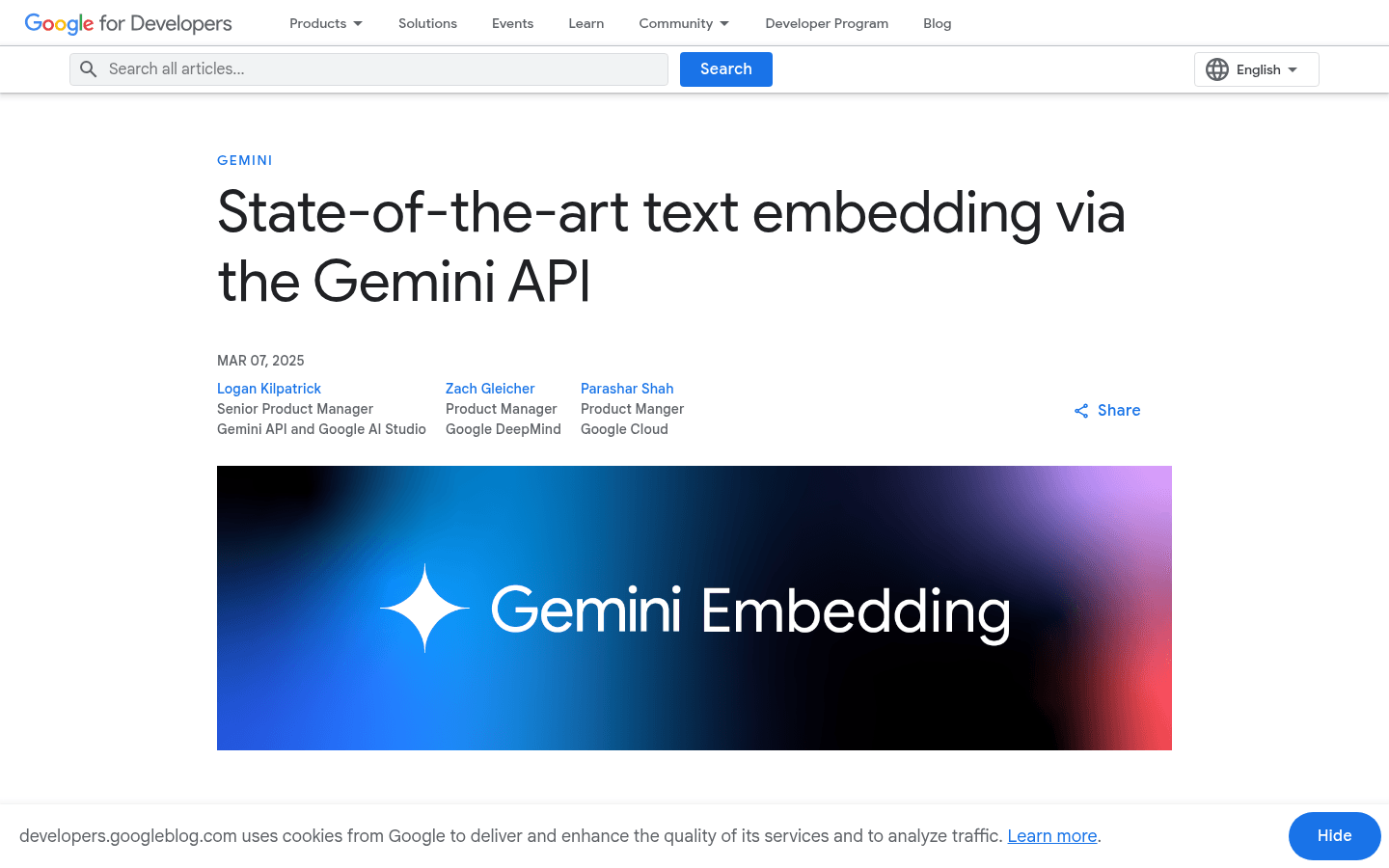 Modèle d'intégration de texte Gemini Embedding