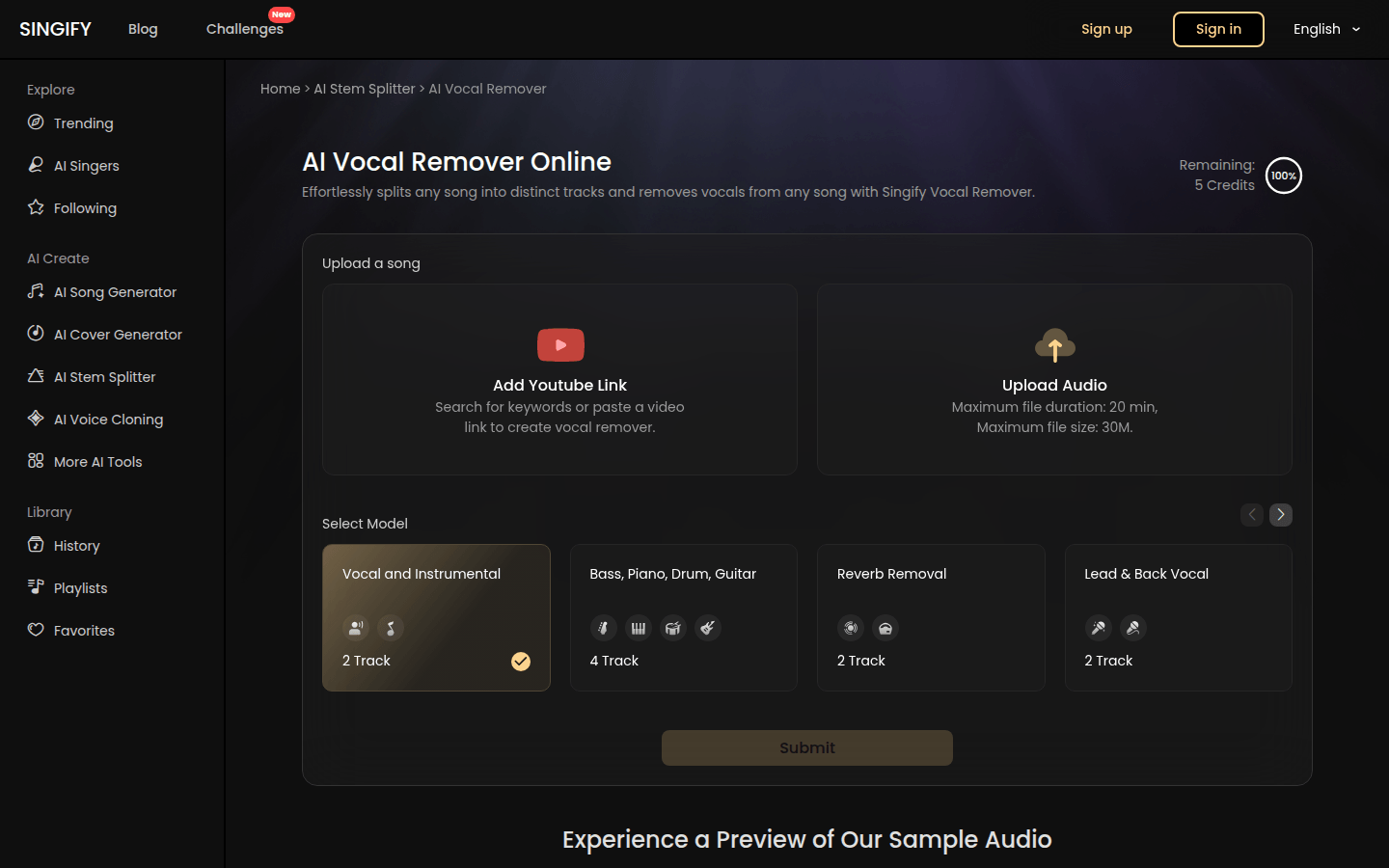 Singify Vocal Remover