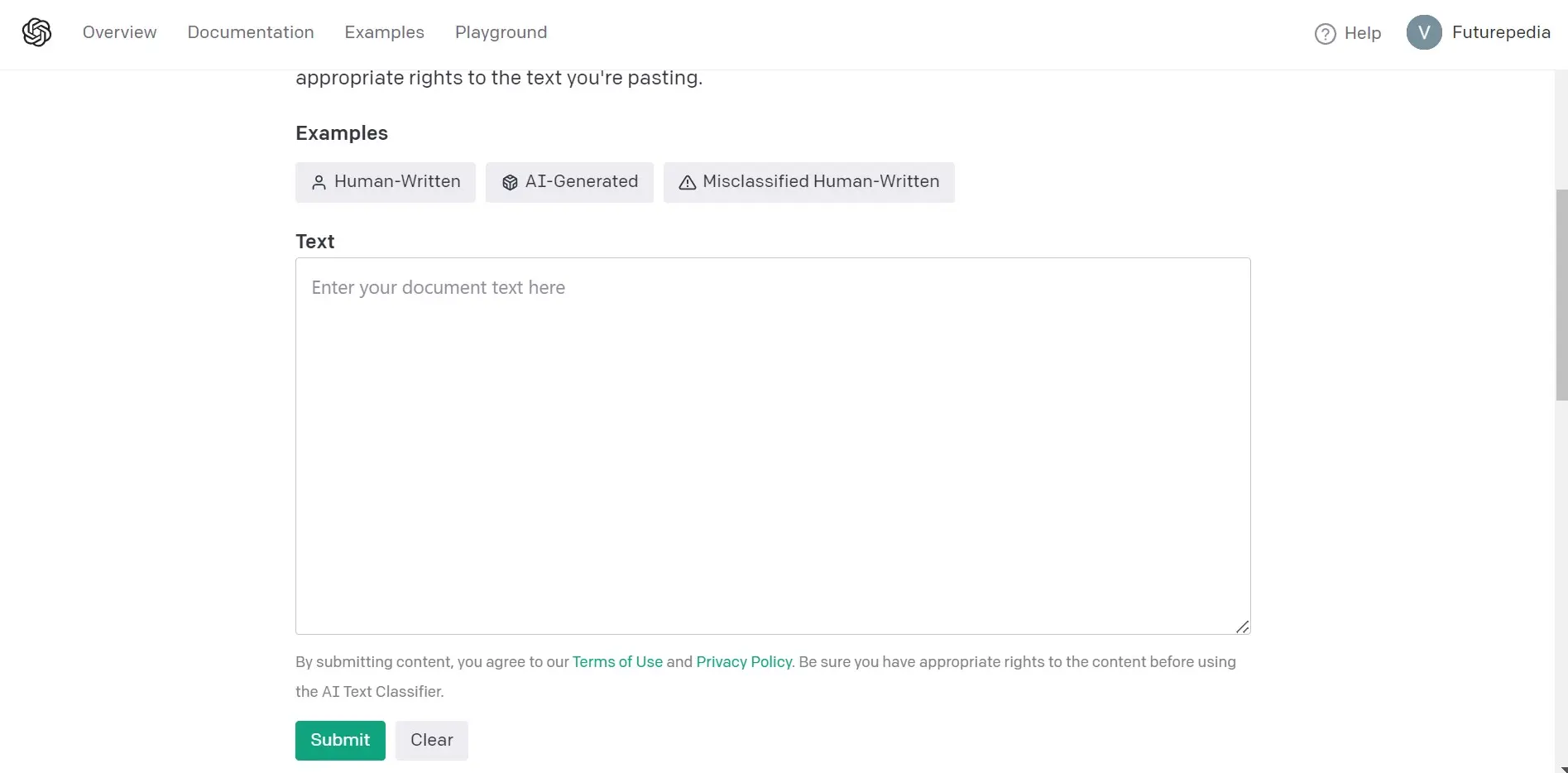 OpenAI Text Classifier官方网站截图